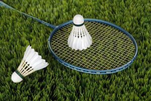 badminton rackets and shuttles in summer time